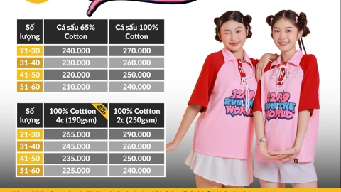 Bảng giá áo lớp Polo